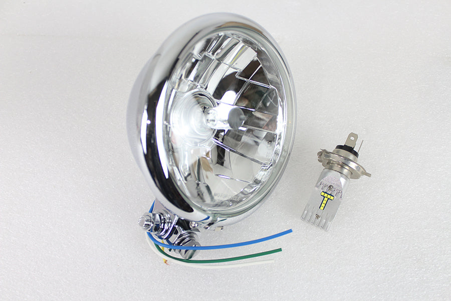 5-3/4 Bates Style 6 Volt LED Headlamp Chrome