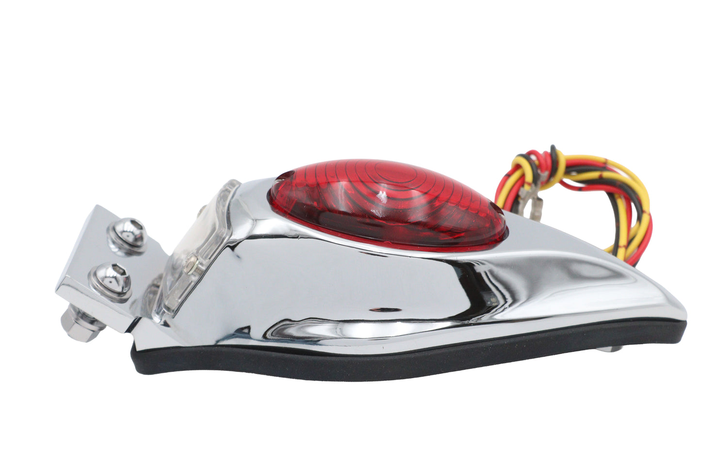 Chrome Teardrop Bulb Tail Lamp Assembly with Red Lens