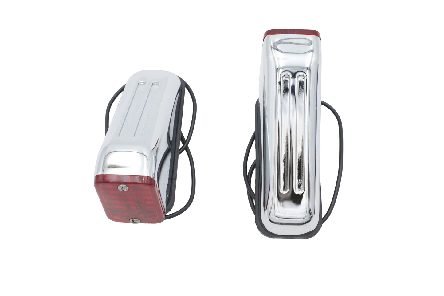Chrome Wedge Marker Lamp Set with Red Lens