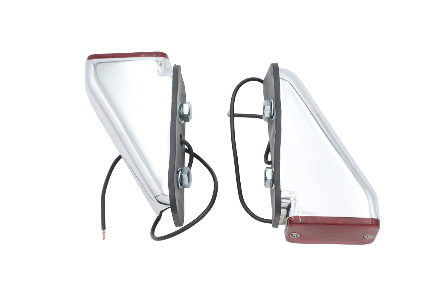 Chrome Wedge Marker Lamp Set with Red Lens