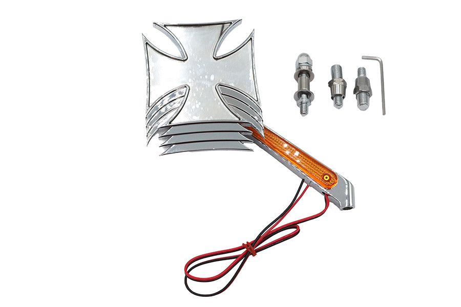 Chrome Maltese Mirror with Billet LED Stem