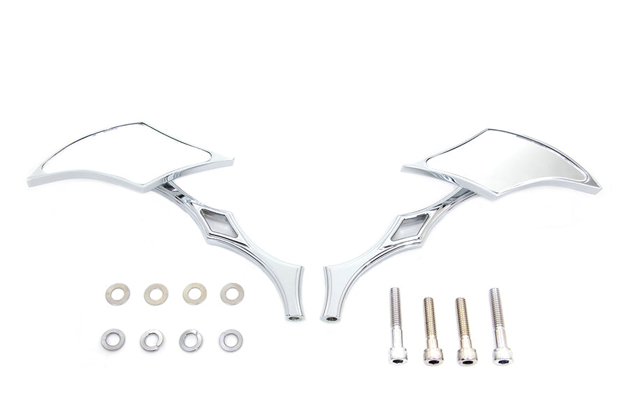 Chrome Diamond Mirror Set with Billet Diamond Stems