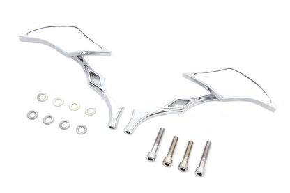 Chrome Diamond Mirror Set with Billet Diamond Stems