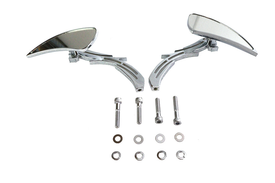 Chrome Teardrop Mirror Set with Billet Skull Stems
