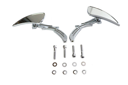 Chrome Teardrop Mirror Set with Billet Skull Stems