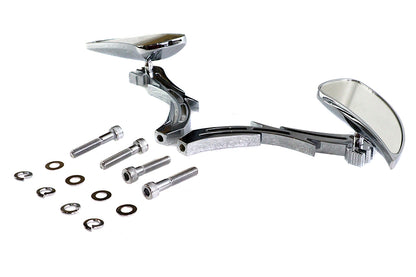 Chrome Teardrop Mirror Set with Billet Skull Stems