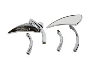 Chrome Teardrop Mirror Set with Solid Billet Stems