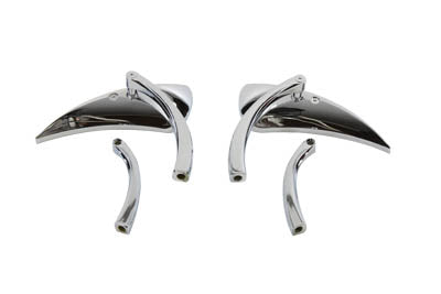 Chrome Teardrop Mirror Set with Solid Billet Stems