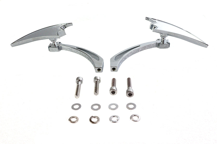 Chrome Crescent Mirror Set with Billet Cross Head Stems
