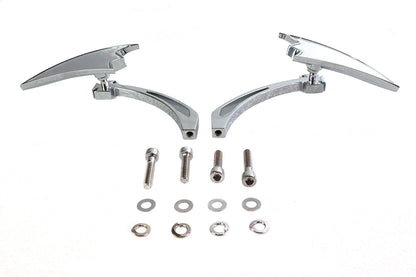 Chrome Crescent Mirror Set with Billet Cross Head Stems