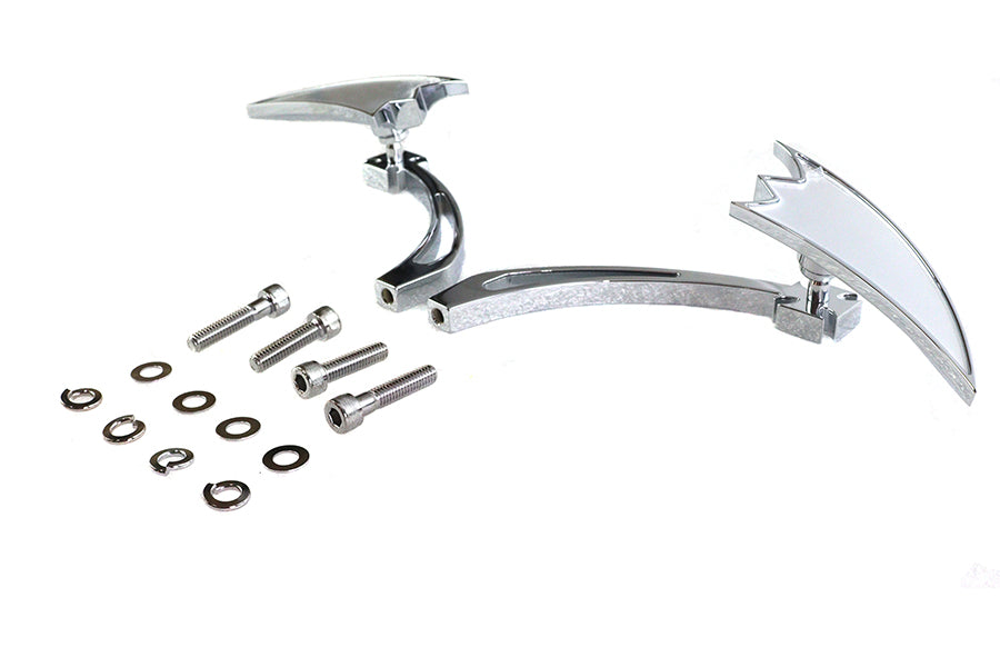 Chrome Crescent Mirror Set with Billet Cross Head Stems