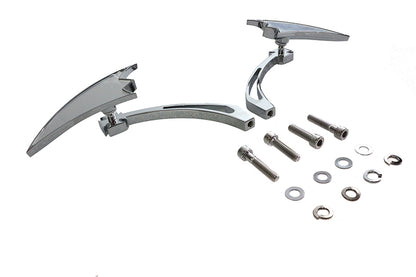 Chrome Crescent Mirror Set with Billet Cross Head Stems