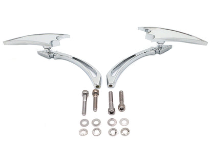 Chrome Crescent Mirror Set with Billet Spear Stems