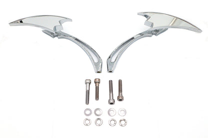 Chrome Crescent Mirror Set with Billet Spear Stems