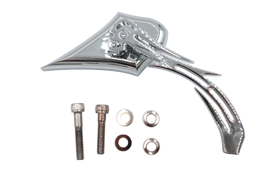 Chrome Spike Oval Mirror with Billet Skull Stem