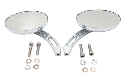 Oval Mirror Set with Billet 3 Slot Stem Chrome
