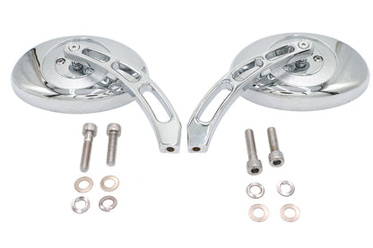 Oval Mirror Set with Billet 3 Slot Stem Chrome
