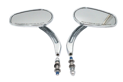 Rectangle Taper Mirror Set with Billet Stems Chrome