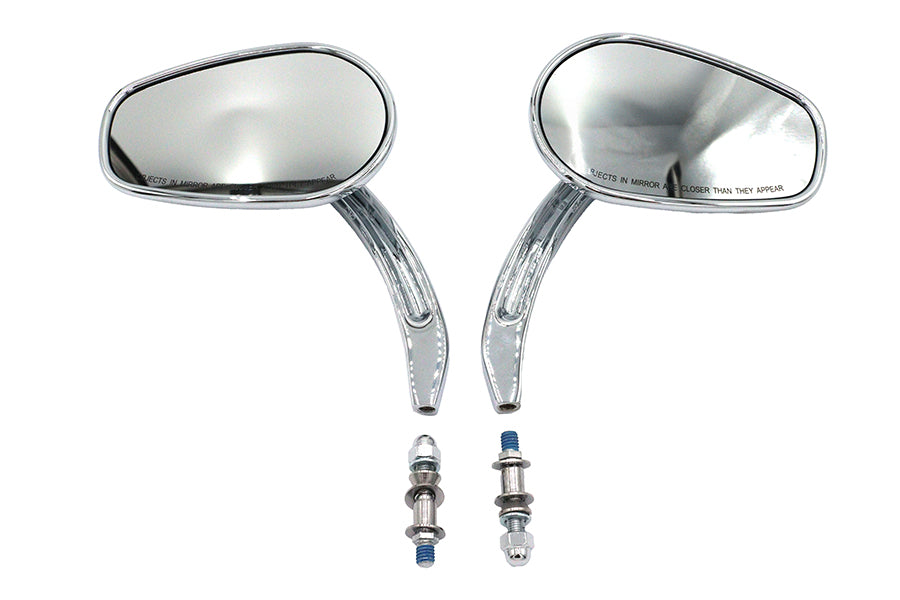 Rectangle Taper Mirror Set with Billet Stems Chrome