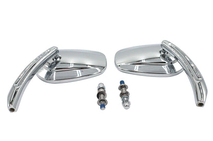 Rectangle Taper Mirror Set with Billet Stems Chrome