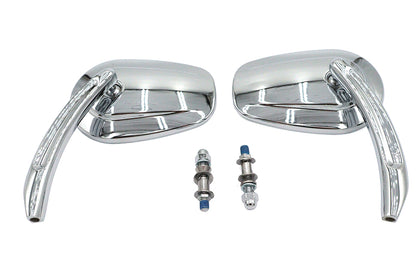 Rectangle Taper Mirror Set with Billet Stems Chrome