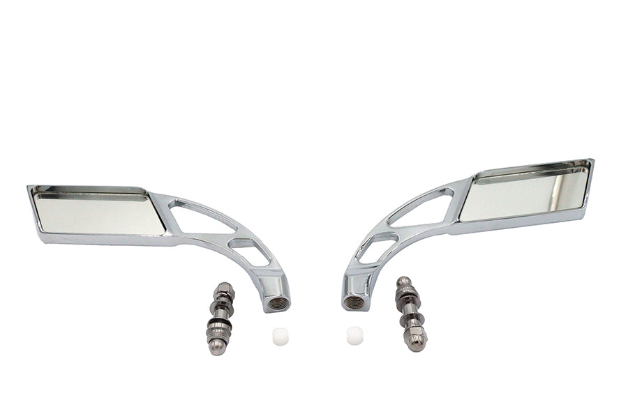 Parallelogram Mirror Set with Billet Slotted Stem Chrome