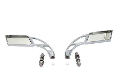 Parallelogram Mirror Set with Billet Slotted Stem Chrome