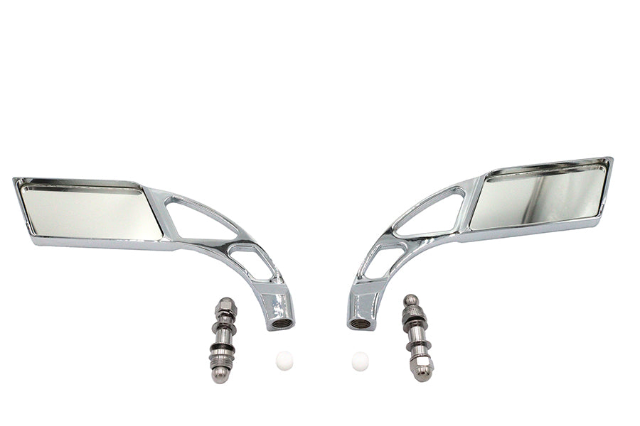 Parallelogram Mirror Set with Billet Slotted Stem Chrome