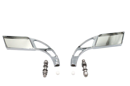 Parallelogram Mirror Set with Billet Slotted Stem Chrome