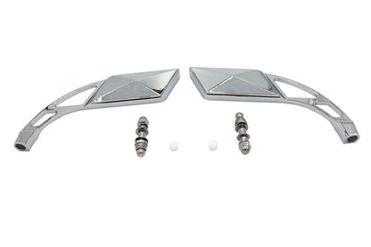 Parallelogram Mirror Set with Billet Slotted Stem Chrome