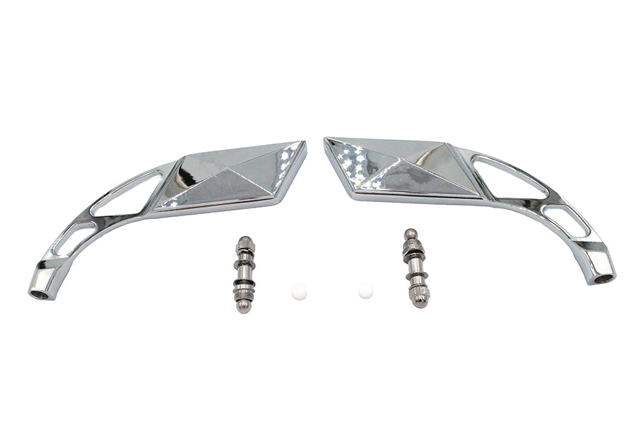Parallelogram Mirror Set with Billet Slotted Stem Chrome