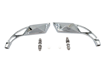 Parallelogram Mirror Set with Billet Slotted Stem Chrome