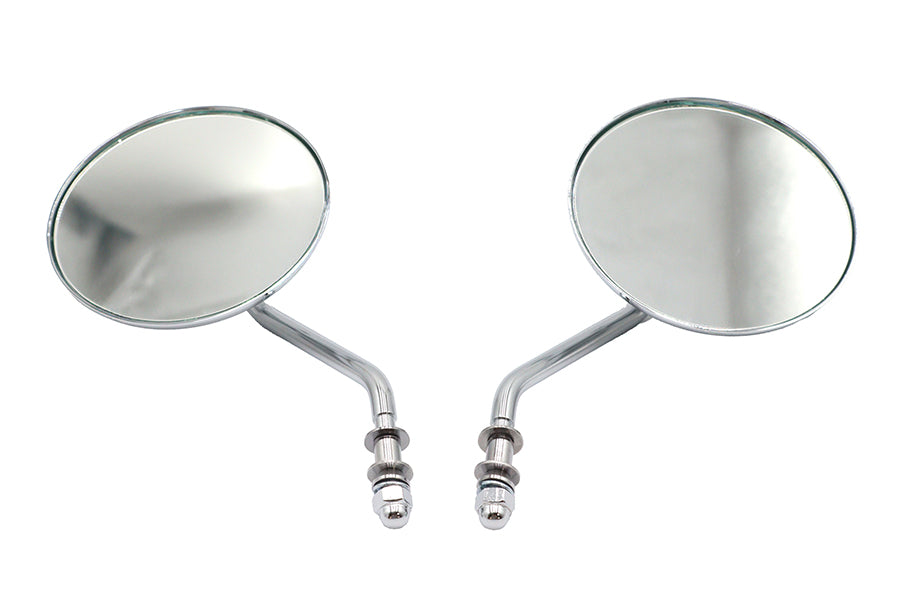 4-1/2 Round Mirror Set with Round Stock Stems Chrome