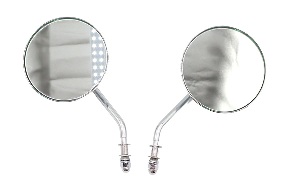 4-1/2 Round Mirror Set with Round Stock Stems Chrome