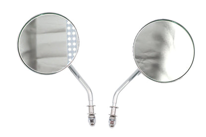 4-1/2 Round Mirror Set with Round Stock Stems Chrome