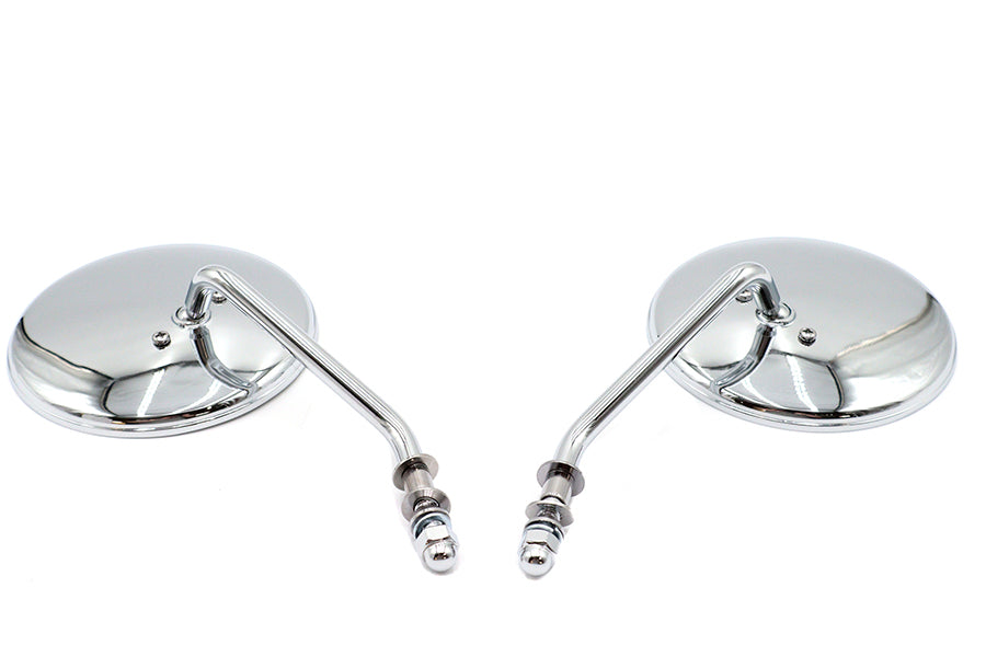 4-1/2 Round Mirror Set with Round Stock Stems Chrome