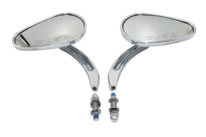 Bullet Mirror Set with Billet Sculpted Stems Chrome