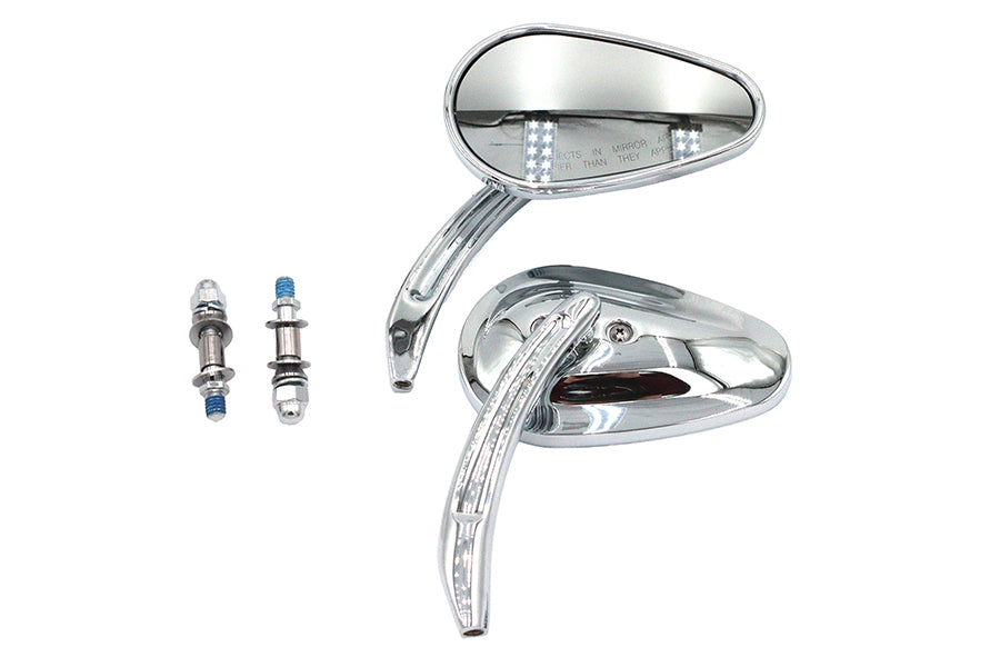 Bullet Mirror Set with Billet Sculpted Stems Chrome