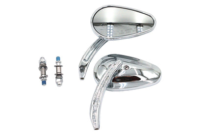 Bullet Mirror Set with Billet Sculpted Stems Chrome