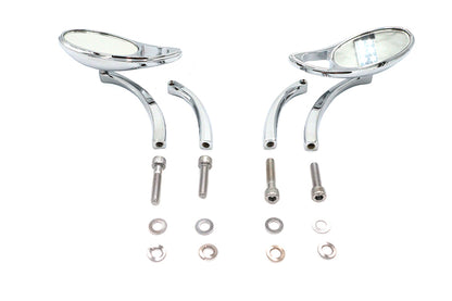 Teardrop Mirror Set with Solid Billet Stems Chrome