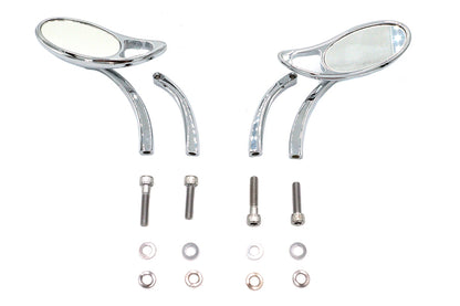 Teardrop Mirror Set with Solid Billet Stems Chrome