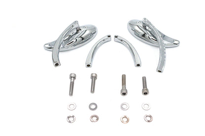 Teardrop Mirror Set with Solid Billet Stems Chrome