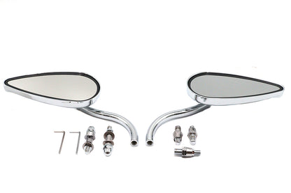 Teardrop Mirror Set with Billet Long Stems Chrome