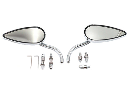 Teardrop Mirror Set with Billet Long Stems Chrome