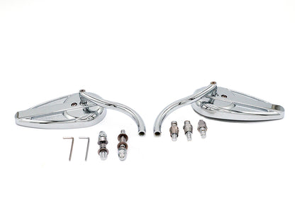 Teardrop Mirror Set with Billet Long Stems Chrome