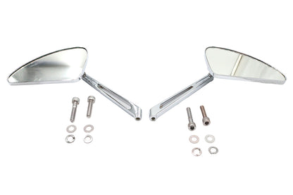 Flame Teardrop Mirror Set with Slotted Stems Chrome