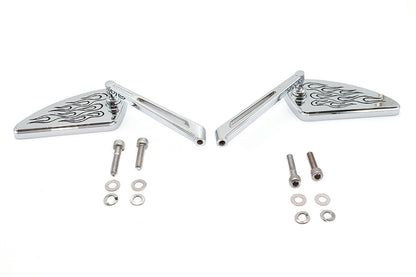Flame Teardrop Mirror Set with Slotted Stems Chrome