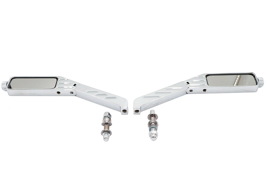 Rectangle Ball Milled Mirror Set with Billet Stems