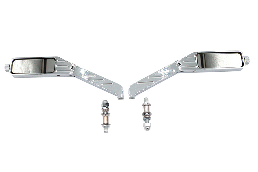 Rectangle Ball Milled Mirror Set with Billet Stems