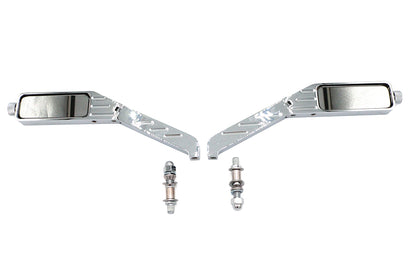 Rectangle Ball Milled Mirror Set with Billet Stems